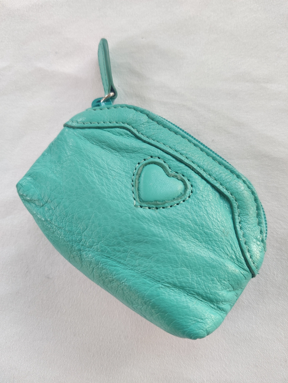 Brighton Teal Heart Accent Leather Coin Pouch